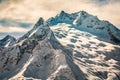 Beautiful colorful landscape showing the beauty of the Caucasus Mountains near the town of Dombai, Russia at sunset Royalty Free Stock Photo