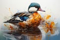 Beautiful colorful mallard duck swimming in the water. Close-up. Generative AI Generative AI