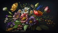 Beautiful colorful mixed flower bouquet. Generative AI