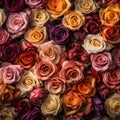 Beautiful colorful multiple roses seamless background generative AI