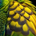 Beautiful colorful parrot feathers as a background. Close up. Royalty Free Stock Photo