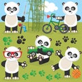 Beautiful colorful playing baby pandas