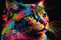 beautiful, colorful pop-art cat.Created with Generative Ai technology.