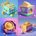 beautiful and colorful puff pastry Polly pocket