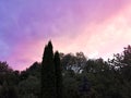 Beautiful colorful purple, pink and yellow sunset sky view Royalty Free Stock Photo