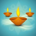 Beautiful colorful religious for Diwali diya