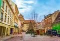 Meissen Old Town paved square colorful historical houses Germany Royalty Free Stock Photo