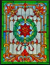 Beautiful and colorful retro stained glass window pane