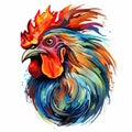 Beautiful colorful rooster isolated on white background Royalty Free Stock Photo