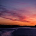 A beautiful, colorful seascape of the Sweden winter eventing from a ferry Royalty Free Stock Photo