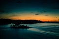 A beautiful, colorful seascape of the Sweden winter eventing from a ferry Royalty Free Stock Photo