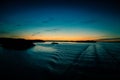 A beautiful, colorful seascape of the Sweden winter eventing from a ferry Royalty Free Stock Photo