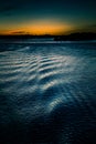 A beautiful, colorful seascape of the Sweden winter eventing from a ferry Royalty Free Stock Photo