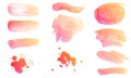 Beautiful colorful set of smears, splashes and drops paint brushes. Abstract isolated paint brushes Royalty Free Stock Photo