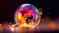 Beautiful colorful soap bubbles on black background. AI Generated Royalty Free Stock Photo