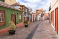 Beautiful colorful streets of old colonial town in Los Llanos de Aridane in La Palma Island, Canary Islands, Spain