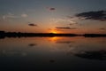 A beautiful colorful summer sunrise on the Dnipro river in Tobeltsi village, Ukraine.