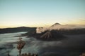 Beautiful colorful sunrise over Mount Bromo and wild island in Mount Bromo National Park Royalty Free Stock Photo