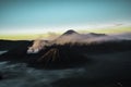 Beautiful colorful sunrise over Mount Bromo and wild island in Mount Bromo National Park Royalty Free Stock Photo