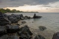 Beautiful colorful sunrise or sunset on Bama Beach, Baluran. Baluran National Park is a forest preservation area that extends Royalty Free Stock Photo