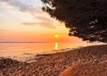 Beautiful colorful sunset above the Adriatic sea in Croatia Royalty Free Stock Photo