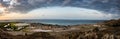 Panoramic vew of beautiful and colorful sunset at Los Roques National Park Royalty Free Stock Photo