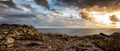 Panoramic view of beautiful and colorful sunset at Los Roques National Park Royalty Free Stock Photo