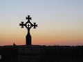 Beautiful Colorful Sunset Over Special Cross with Crosses Inside Royalty Free Stock Photo