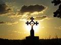 Beautiful Colorful Sunset Over Special Cross with Crosses Inside Royalty Free Stock Photo