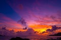 Beautiful colorful sunset or sunrise sky over sea with dramatic clouds nature environment background Royalty Free Stock Photo