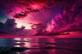 Beautiful colorful trendy viva magenta color sunset sky landscape