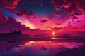 Beautiful colorful trendy viva magenta color sunset sky landscape Royalty Free Stock Photo