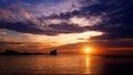 Beautiful colorful twilight radiant sea beach sunset Royalty Free Stock Photo