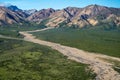 Beautiful colorful view of Polychrome Pass - Denali Alaska Royalty Free Stock Photo