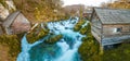 Beautiful colorful waterfalls in the Village