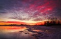 Beautiful colorful winter landscape with frozen lake Royalty Free Stock Photo