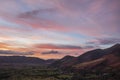 Beautiful colorful Winter sunset landscape over Skiddaw range looking towards Bassenthwaite Lake in Lake District Royalty Free Stock Photo