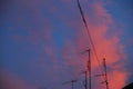 Radio waves purple, in the evening sky