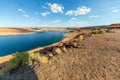 Beautiful colors of Lake Powell and Glen Canyon Dam, Arizona Royalty Free Stock Photo