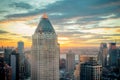 Beautiful Colors in New York City Skyline During Sunset. Aerial View of Buildings, Skyscrapers and Towers in Manhattan, NYC, USA Royalty Free Stock Photo