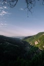 Beautiful colors in the sky with epic view down the valley.