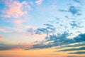 Beautiful colors sunset clouds sky background.Evening colorful clouds,sunlight with dramatic sky on blue background Royalty Free Stock Photo