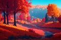 Beautiful colour autumn landscapes.Generated with AI