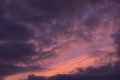 Sunset colouring clouds and sky