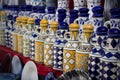 Beautiful colourful asian decorated white blue art ceramic handmade pottery jars vessels cups mugs