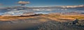 Beautiful colourful Icelandic landscape lava fields mountain geysers zigzag road and moss-covered stones Namafjall