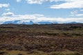 Beautiful colourful Icelandic landscape lava fields mountain geysers zigzag road and moss-covered stones Namafjall,