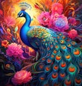A beautiful colourful peacock