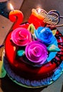 A beautiful , colourfull and tasty cake with flowers decorated on it makes it much tastier.