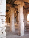 Beautiful columns architecture of ancient ruins of temple in Hampi Royalty Free Stock Photo